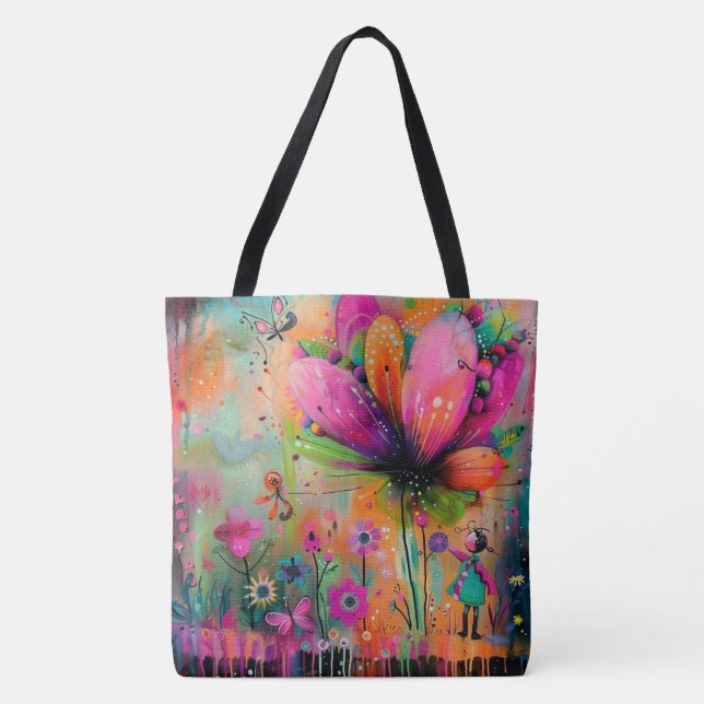 Whimsical Blooms A Burst of Colourful Joy Tote Bag (Front)