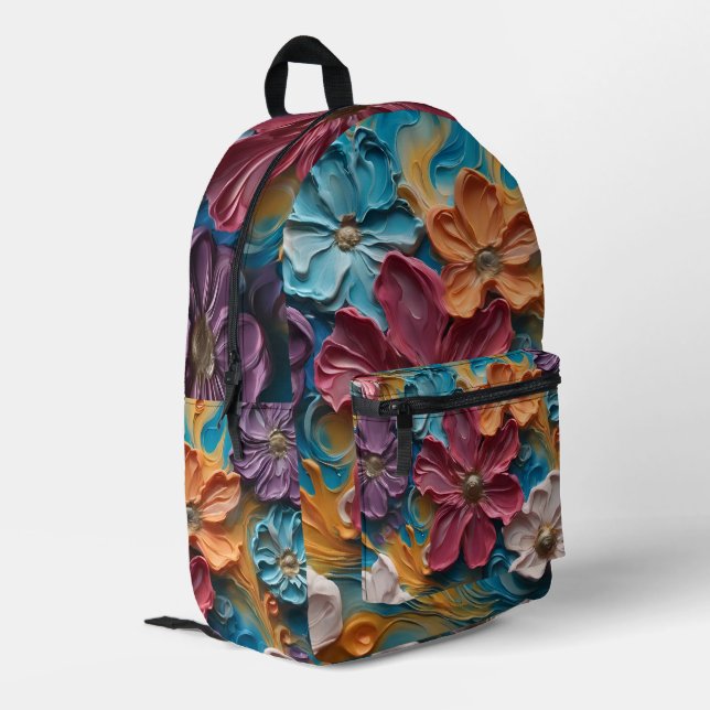 Whimsical Blooms Abstract Backpack (Back Corner Left)