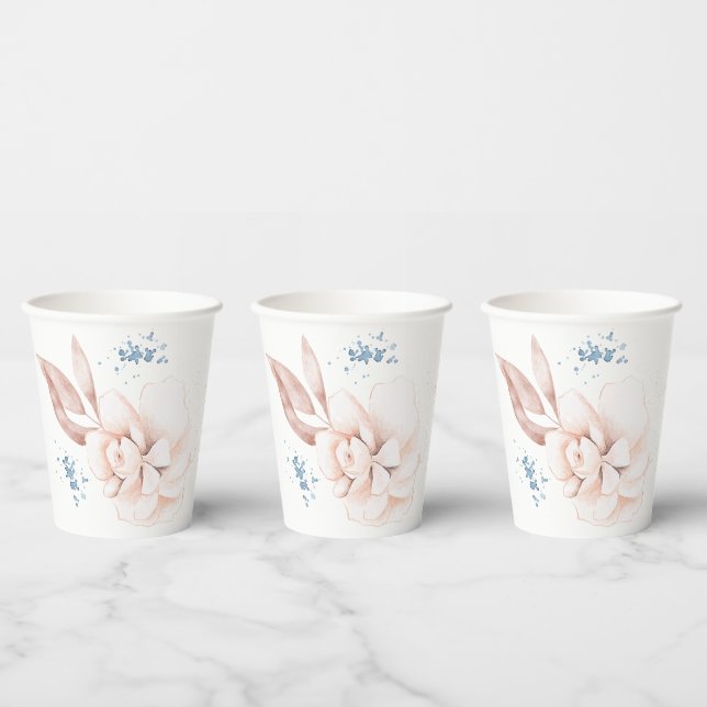 Whimsical Blooms: Elegant Watercolor Baby Shower  Paper Cups (Multi)