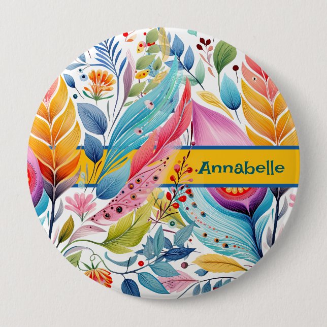 "Whimsical Blooms Floral Symphony" 10 Cm Round Badge (Front)