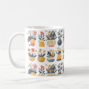 Whimsical Blooms in Vibrant Pots Coffee Mug