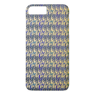 Whimsical blue and gold peacock feather pattern iPhone 8 plus/7 plus case