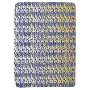 Whimsical blue and gold peacock feather pattern iPad air cover
