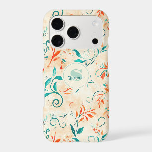 Whimsical Blue and Red Paisley Leaf Pattern (2)