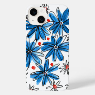 Whimsical Blue and White Flowers Case-Mate iPhone 14 Case