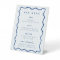 Whimsical Blue Bar Menu List