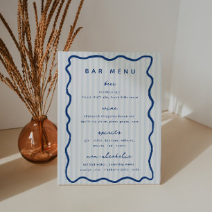 Whimsical Blue Bar Menu List Pedestal Sign