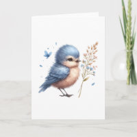 Whimsical Blue Bird All-Occasion Blank Greeting