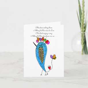 Whimsical Blue Bird Illustration Greeting Card