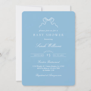 Whimsical Blue Bow Baby Shower Boy invitation