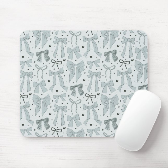 Whimsical Blue Bows Pattern Mouse Mat (With Mouse)