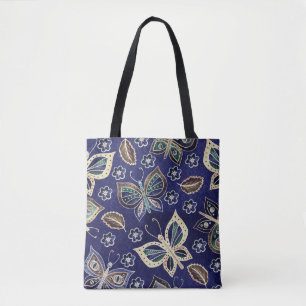 Whimsical Blue Butterfly Seamless Pattern  Tote Bag