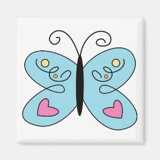 Whimsical Blue Butterfly with heart Wings Magnet