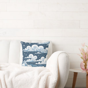 Whimsical Blue Celestial Baby Boy Cushion