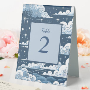 Whimsical Blue Celestial Baby Shower Table Number