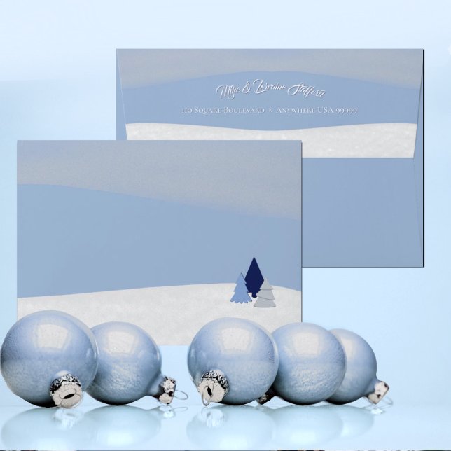 Whimsical Blue Christmas Trees  Envelope (Creator Uploaded)