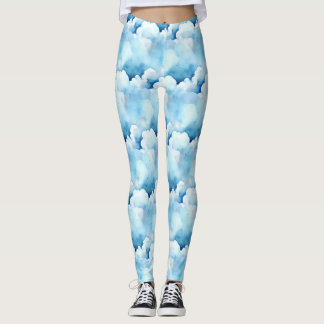 Whimsical Blue Clouds Leggings