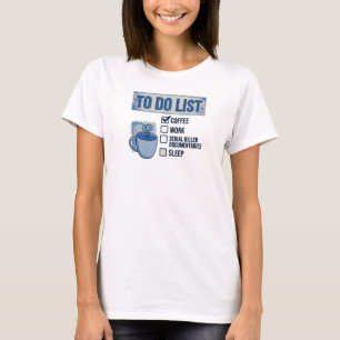 Whimsical Blue COFFEE WORK TRUE CRIME Art Print T-Shirt