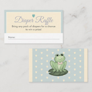 Whimsical Blue Cream Frog Baby Diaper Raffle Enclosure Card