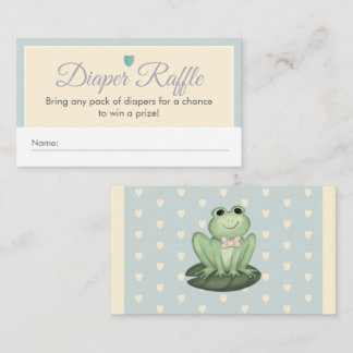 Whimsical Blue Cream Frog Baby Diaper Raffle Enclosure Card