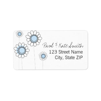 Whimsical Blue Daisies Label