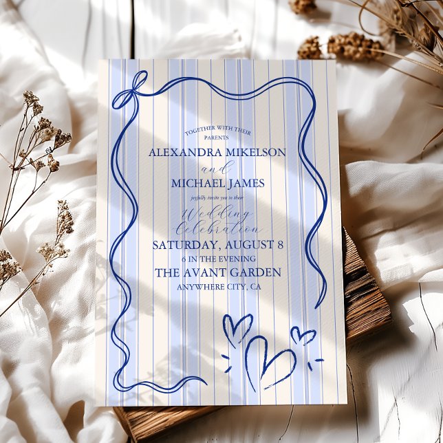 Whimsical Blue Doodle Frame  Wedding Invitation (Creator Uploaded)