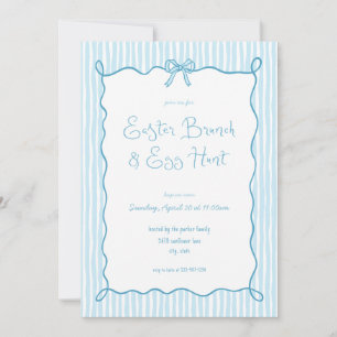 Whimsical Blue Easter Brunch Egg Hunt Invitation