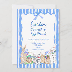Whimsical Blue Easter Brunch Egg Hunt Invitations