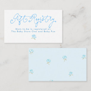 Whimsical Blue Floral Gift Registry Minimalist Enclosure Card