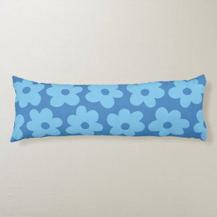 Whimsical Blue Floral Retro, Cheerful, Preppy  Body Cushion