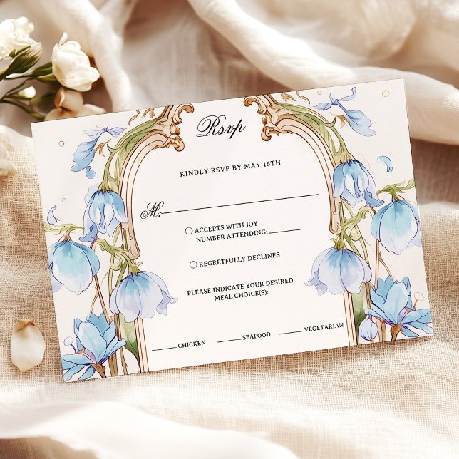 Whimsical Blue Floral Rsvp with Meal Choices (Creator Uploaded)