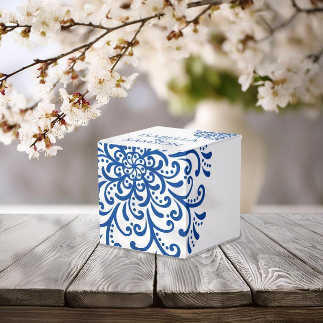 Whimsical Blue Flourish Wedding Favour Box (Creator Uploaded)