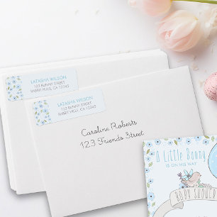 Whimsical Blue Flowers Return Address Label