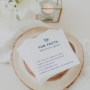 Whimsical Blue Fun Facts Wedding Napkin