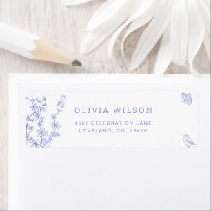 Whimsical Blue Garden Chinoiserie Return Address 