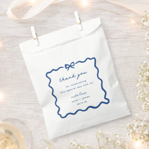 Whimsical Blue Hand Drawn Bow Frame Wedding Favour Bags