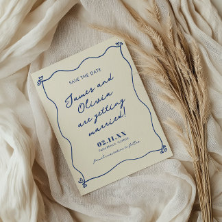 Whimsical Blue Hand Drawn Wedding Save The Date