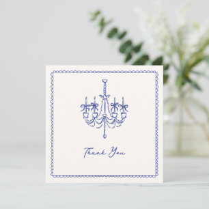 Whimsical, blue illustrative wedding thank you  card