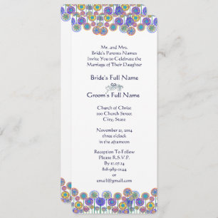 Whimsical Blue Modern Floral Wedding Invitation
