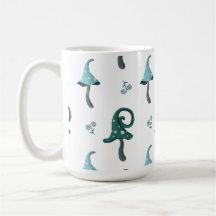 Whimsical Blue Mushroom Pattern Mug