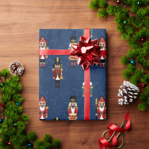 Whimsical Blue Nutcracker Wrapping Paper