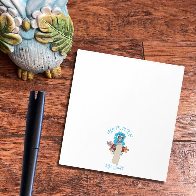Whimsical Blue Owl Personalized Teacher Notepad (Creator Uploaded)