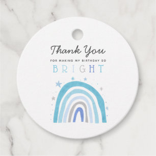 Whimsical Blue Rainbow So Bright Birthday Favour Tags