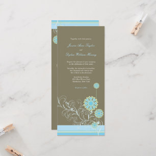 Whimsical Blue Snow Flower Swirls Winter Wedding Invitation
