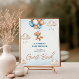 Whimsical Blue Teddy Guest Book Sign
