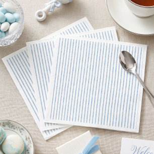 Whimsical Blue Watercolor Bow Stripe Baby Shower Napkin