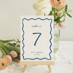 Whimsical Blue Wedding Table Number Card<br><div class="desc">Whimsical Blue Wavy Line Frame,  wedding table number card. Please note that table number cards must be numbered and added to your cart individually. Frame colour and fonts can be changed by selecting the "edit using design tool" feature.</div>