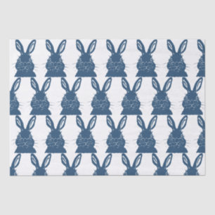 Whimsical Blue & White Bunny Rabbit Easter Pattern Tissue Paper