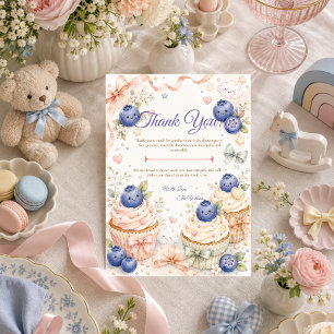 Whimsical Blueberry Baby Shower Thank You Card
