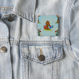 Whimsical Bluebird and Birdhouse Cute Spring 15 Cm Square Badge